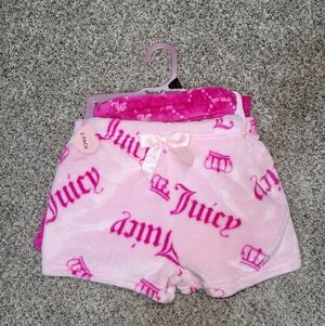 2-Pack Juicy Couture Little Girls Size 6/6X Pajama Shorts Soft Plush Pink Logo